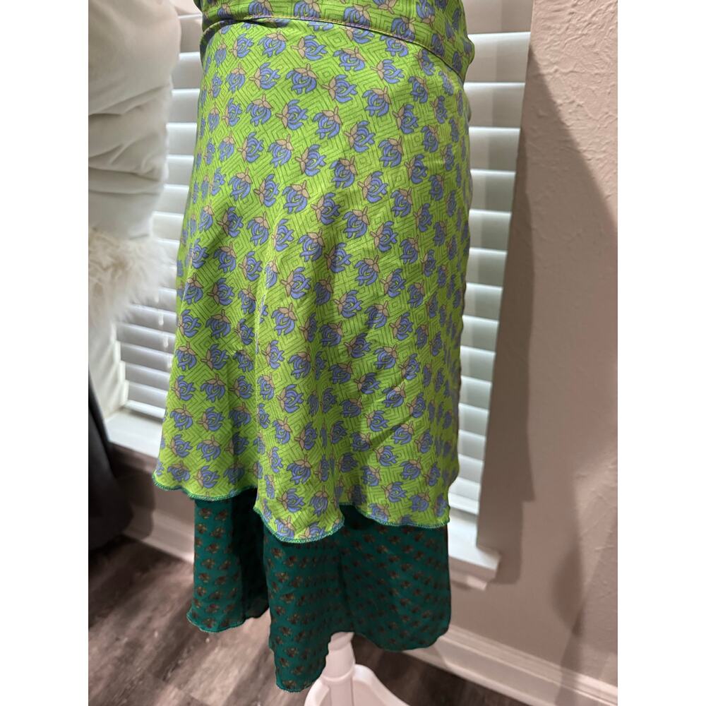 Iris Impression Silk Blend Wrap Tiered Skirt Small Multi Size - Picture 8 of 8